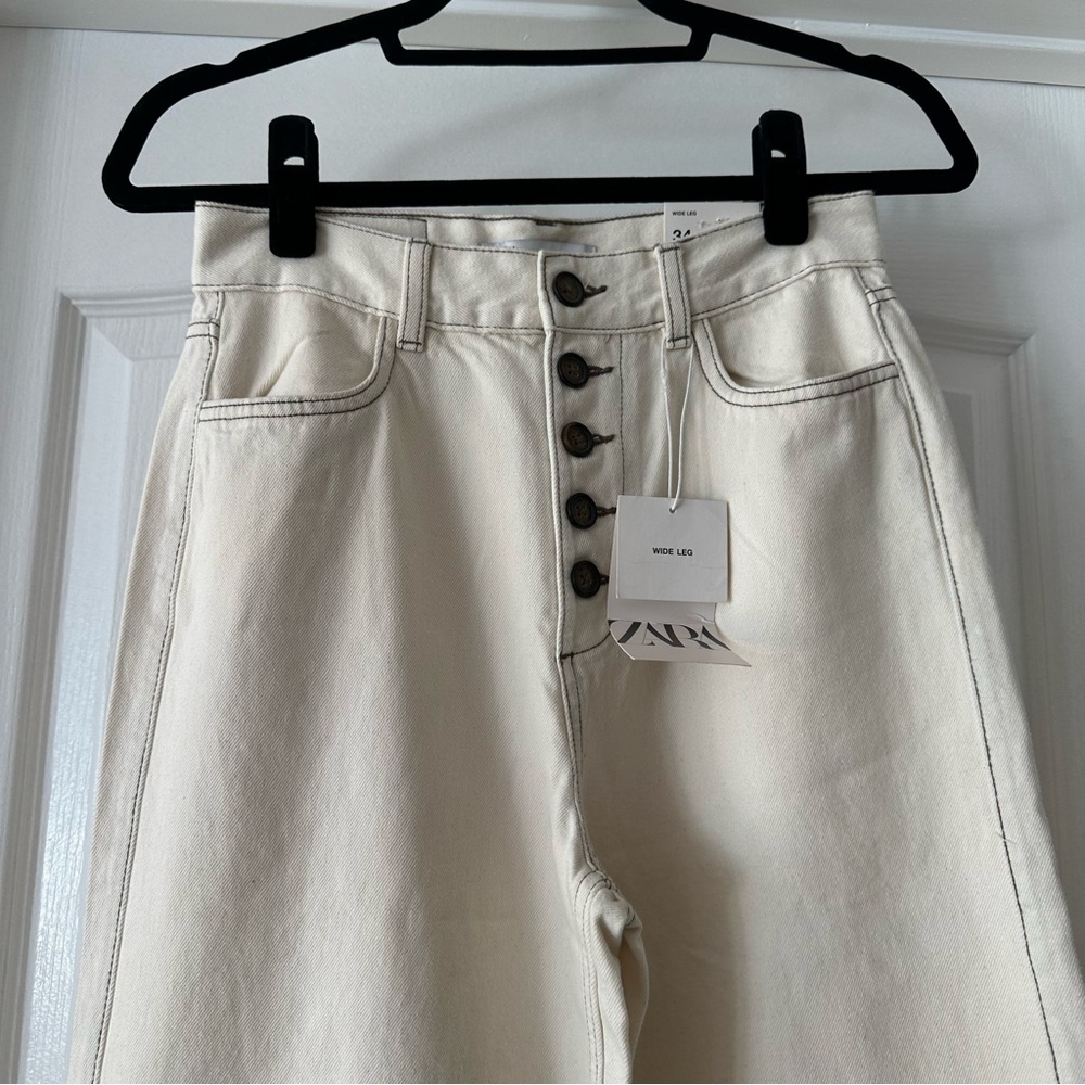 Zara Women’s Cream Wide Leg Jeans - Picture 11 of 11